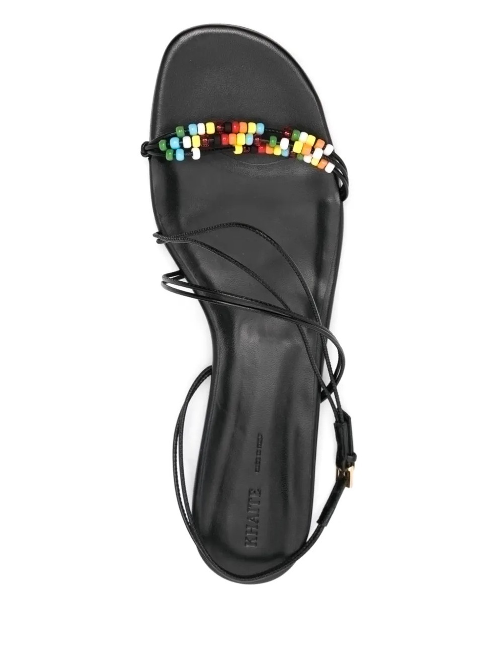 KHAITE DUP E Black Strappy Sandal with Multicolor Bead Detail